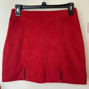Red mini skirt!